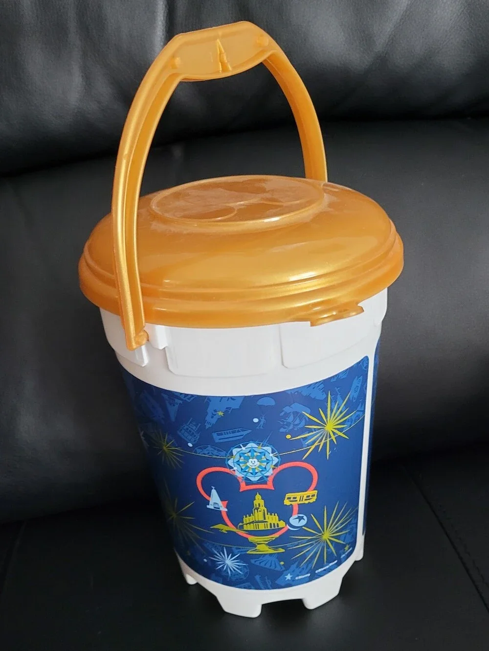 Disney Parks Magic Key Party Popcorn Bucket Collectible, Blue, Gold & White